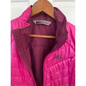 REI Women's Large Fuschia Pink Primaloft Quilted Vest Packable Outdoor Spring